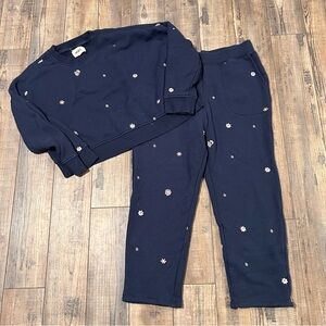 Madewell Navy Floral Track Pants & Sweatshirt Set